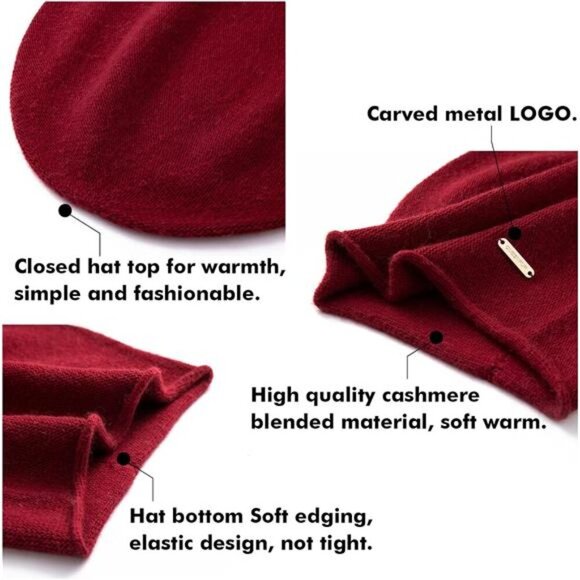 Knit Slouchy Beanie Hats Red - Picture 6 of 6